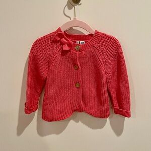 12-18M Janie and Jack Coral Pink Knit Cardigan with Bow